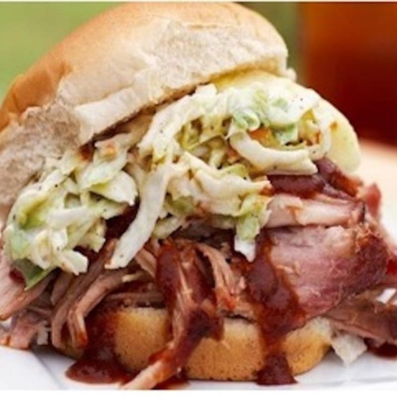 Sloppy Hog Pulled Pork with Slaw.